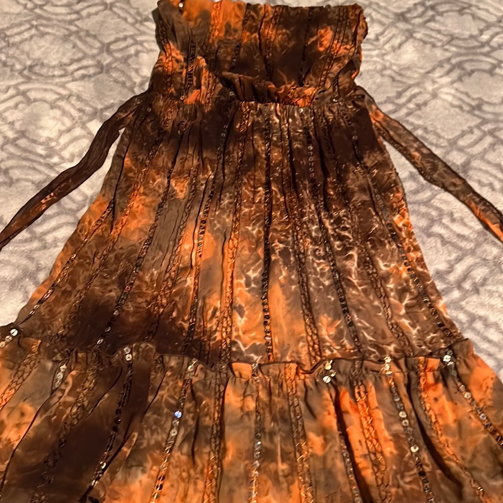 Beau Bois brown and copper tie die and sequin dress size M!